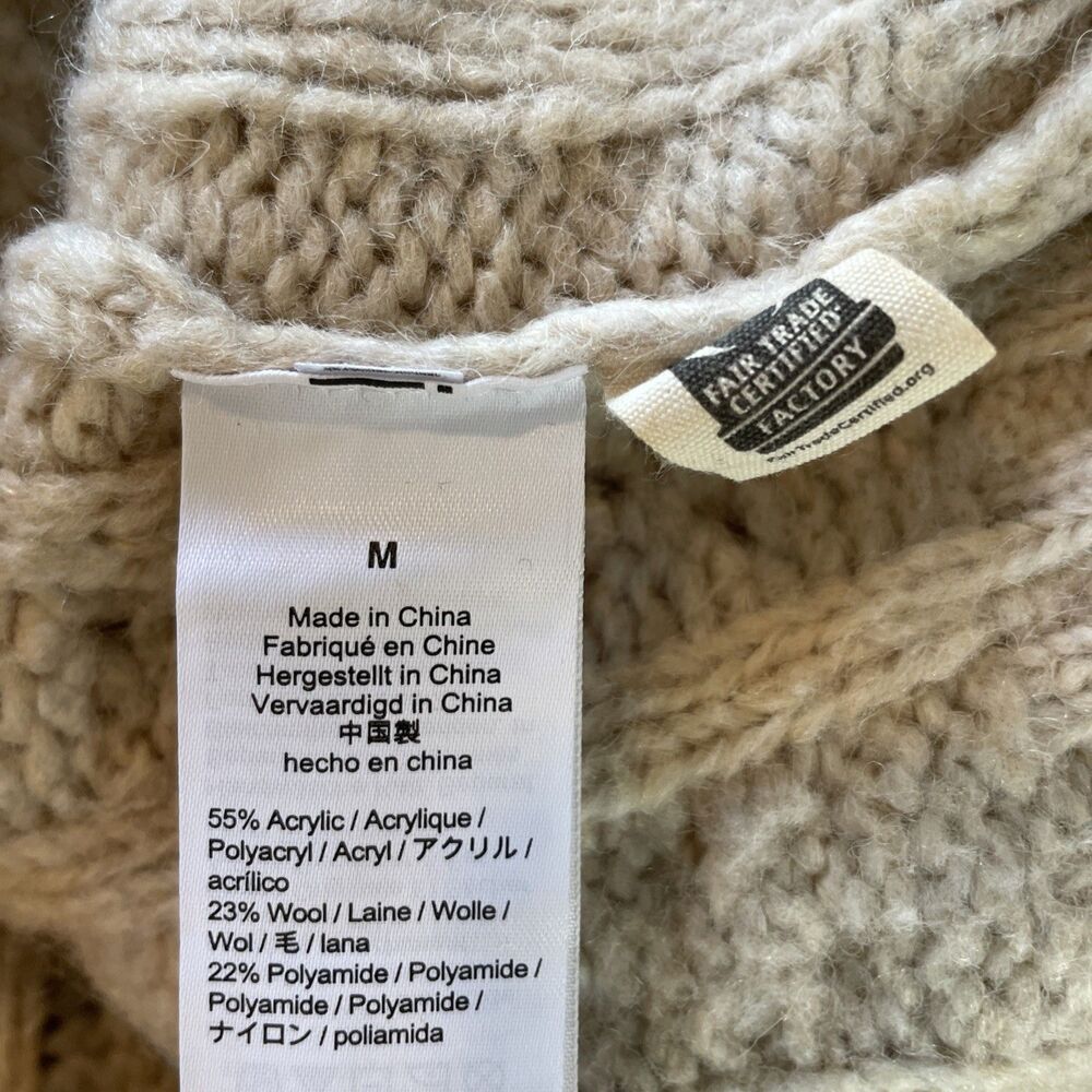 Madewell Pointelle Cable Cardigan Sweater M Oatmeal Wool Blend Oversized Prep - Picture 8 of 8